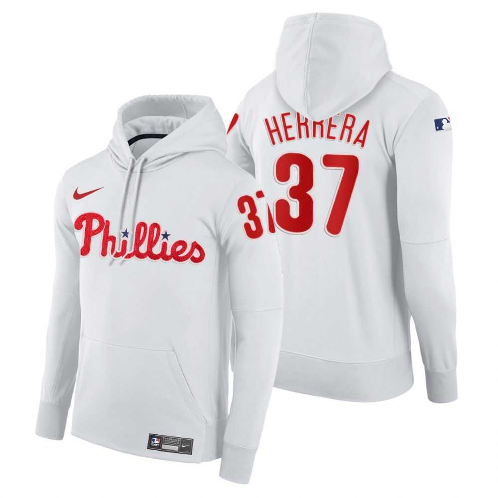 Men Philadelphia Phillies 37 Herrera white home hoodie 2021 MLB Nike Jerseys
